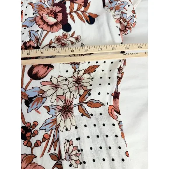 Maeve Anthropologie Womens White Short Sleeve Floral Polka Dot Wrap Dress US 8 - Picture 10 of 10